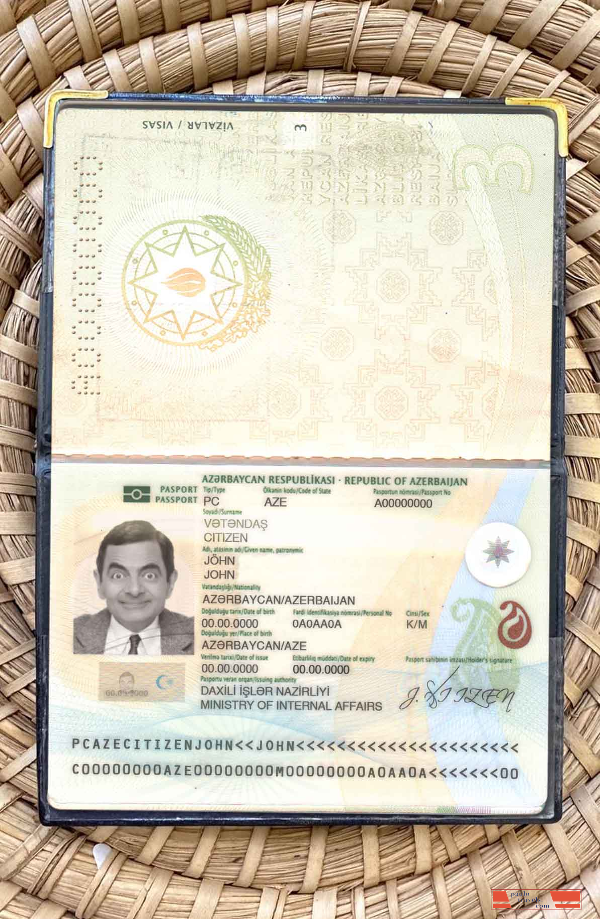 Azerbaijan passport photo look PSD template